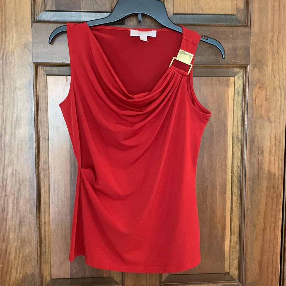 Michael Kors Sleeveless Cowl Scoop Neck Red Blouse/Top, XS